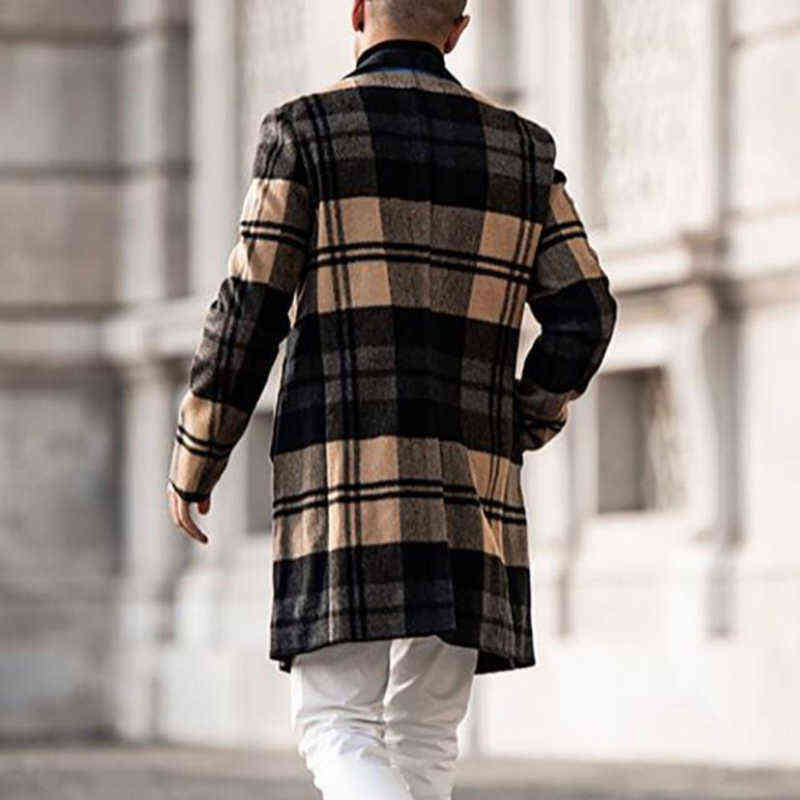 Men's Suits Blazers Autumn Winter Fashion Men Wool Jackets Solid Color Single Breasted Lapel Long Jacket Casual Overcoat Trench L220902