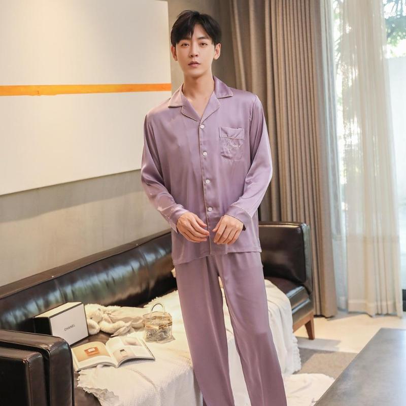 Men's Sleepwear Casual Simple Ice Silk Pajamas Suit For Men Spring Summer Nightwear Full Sleeve Loose 2PCS Fashion Home Pyjamas -XXL, Black
Men's Sleepwear Casual Simple Ice Silk Pajamas Suit For Men Spring Summer Nightwear Full Sleeve Loose 2PCS Fashion Home Pyjamas -XXL, Black
