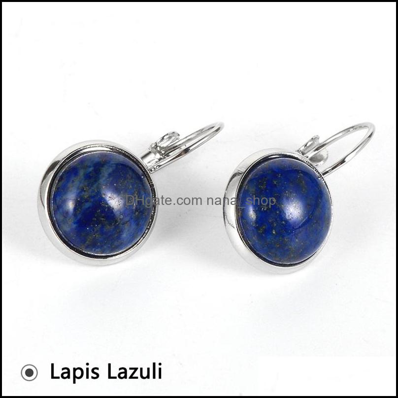 Charm 12Mm Women Turquoises Rose Crystal Quartz Tiger Eye Opal Stone Charms Dangling Earrings Amethysts Hanging Earring Dhseller2010 Dhsln