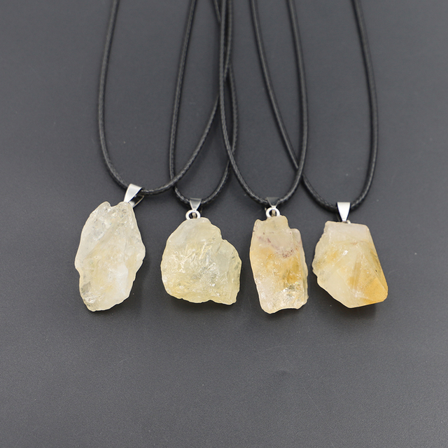 Natural Crystal Rough Stone Irregular Raw Ore Pendant Energy Healing Gemstone Amazonite Rose Quartz Amethyst Necklace Charms Women Jewelry