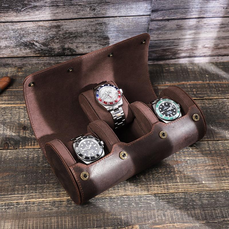 Watch Boxes Vintage Crazy-Horse Leather Storage Box 3 Slots Roll Case Outdoor Travel Convenient Oval Creative Brown
Watch Boxes Vintage Crazy-Horse Leather Storage Box 3 Slots Roll Case Outdoor Travel Convenient Oval Creative Brown