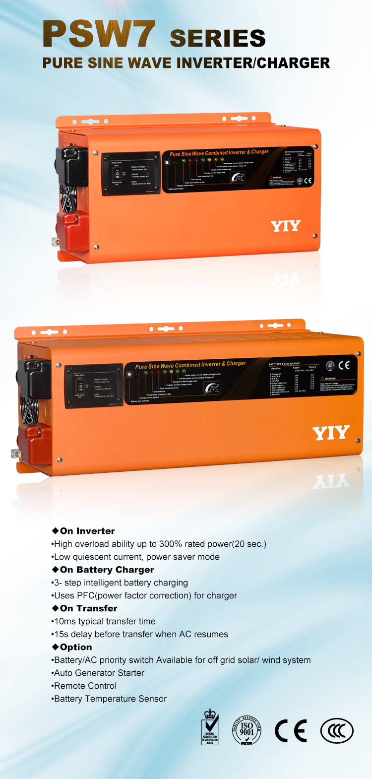 Solar Inverter Battery Charger LED 3-6KW DC24/48V AC120-240V Split Phase Dual Output Pure Sine Wave Power Inverter AC-DC Transform Off-grid Hybrid PV 