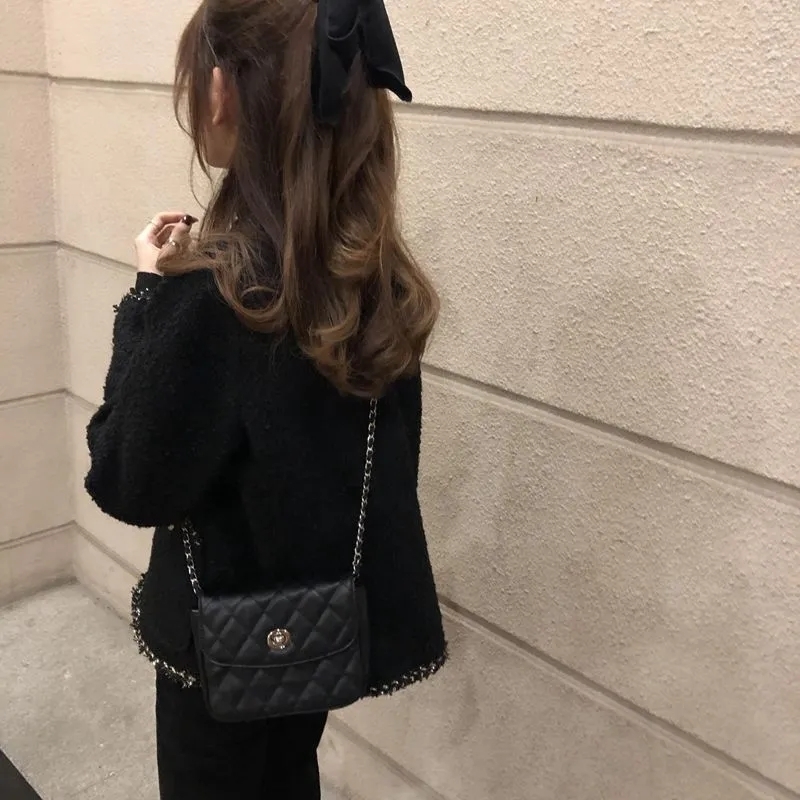 Women's Jackets Korean Style Tweed jackets Women Elegant Blend Wool Coat With Pockets Female Autumn Single Breasted Outwear Office Lady 220902