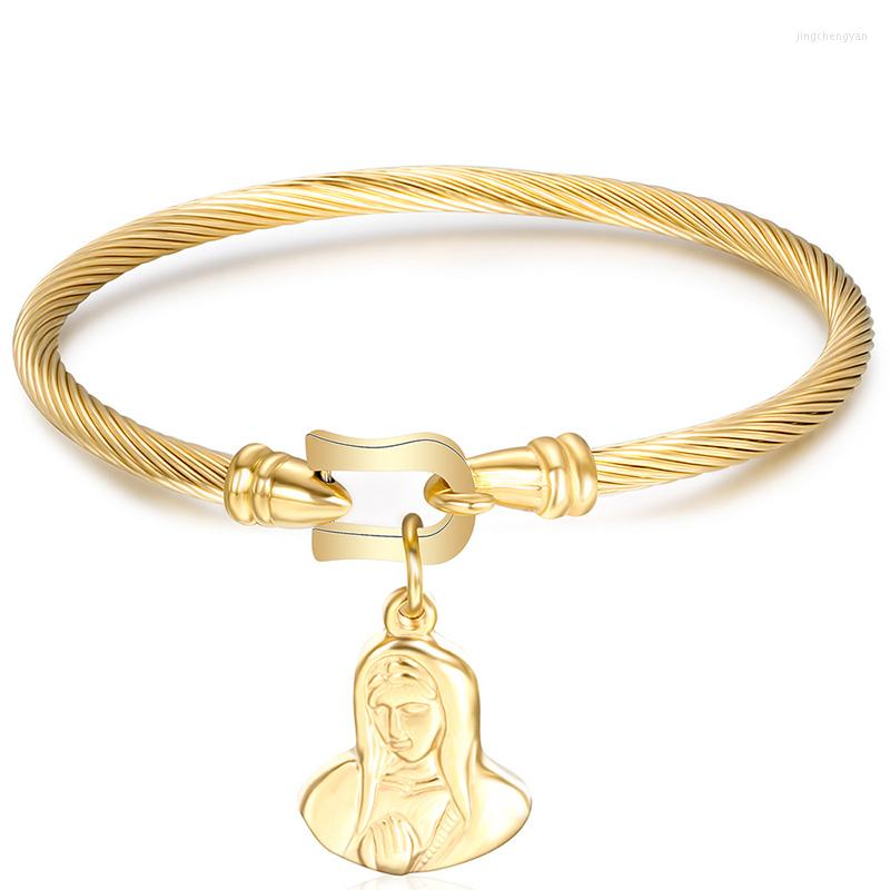 Bangle Gold Silver Color Stainless Steel Women Virgin Mary Bangles Bracelets Catholicism Jewelry Gift Drop
Bangle Gold Silver Color Stainless Steel Women Virgin Mary Bangles Bracelets Catholicism Jewelry Gift Drop
