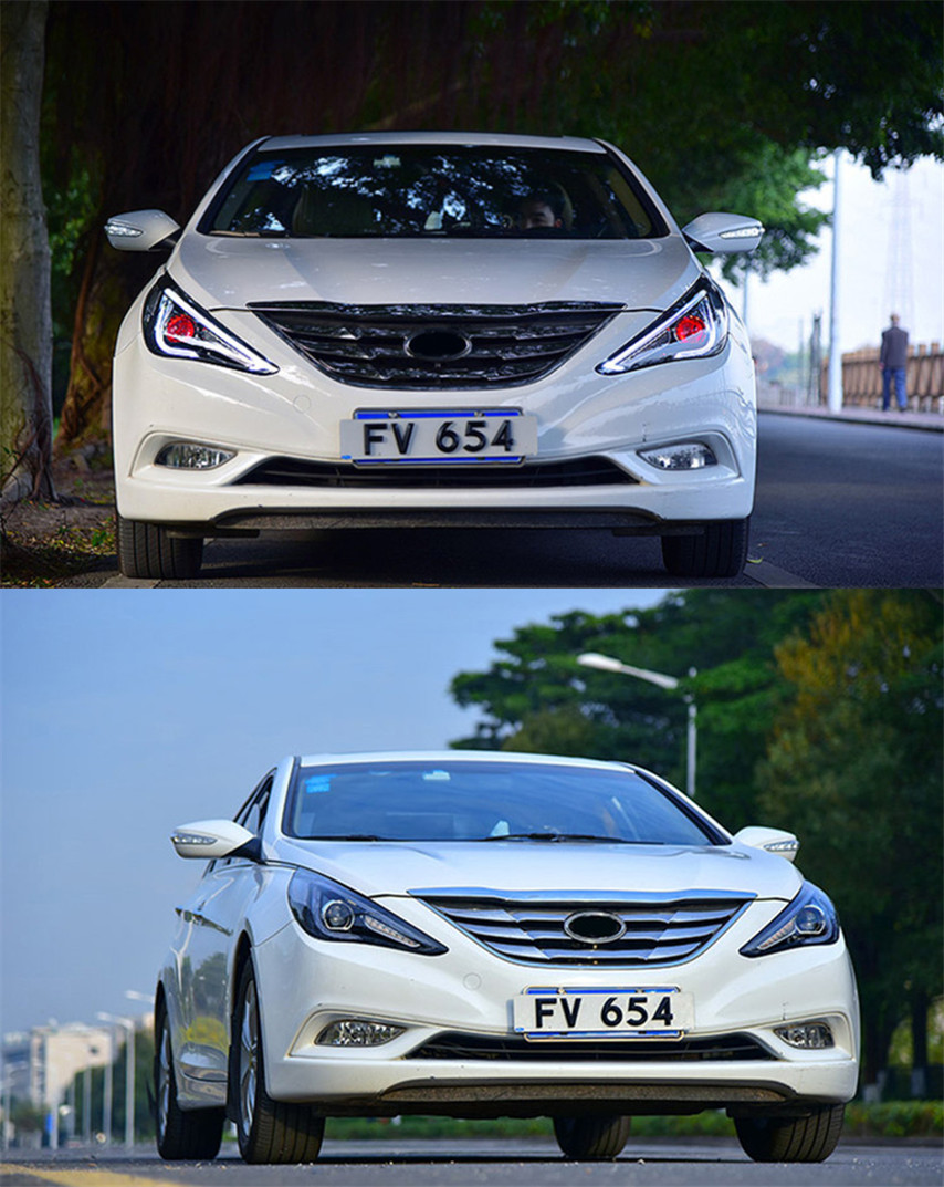 LED Head Light Parts For Hyundai Sonata 8 2010-2014 Front Headlights Replacement DRL Daytime light Projector Facelift