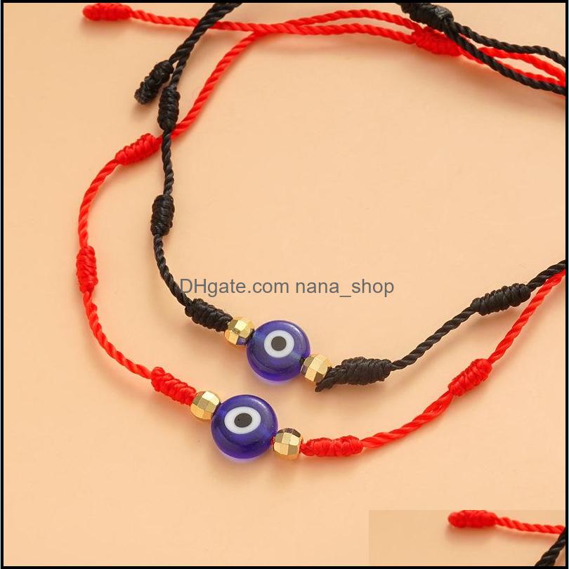 Charm Bracelets Turkish Lucky Evil Eye Bracelets For Wome Handmade Braided Red Black Rope 7 Knots Luck Jewelry Friendship Dhseller2010 Dhsov