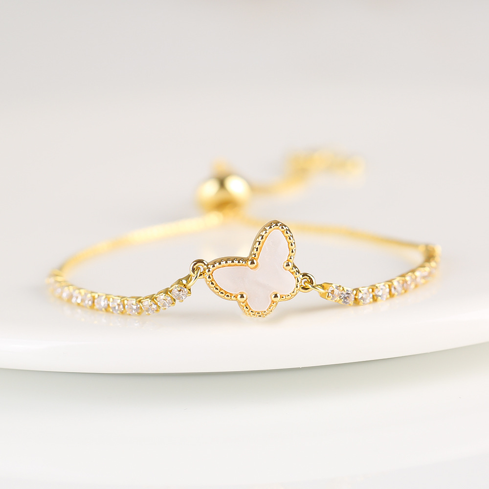 Animal Butterfly Charm Bracelets Fashion Design Crystal Rhinestone Tennis Chain Bangles for Women Gold Plated Copper Bracelet Christmas Party Jewelry 