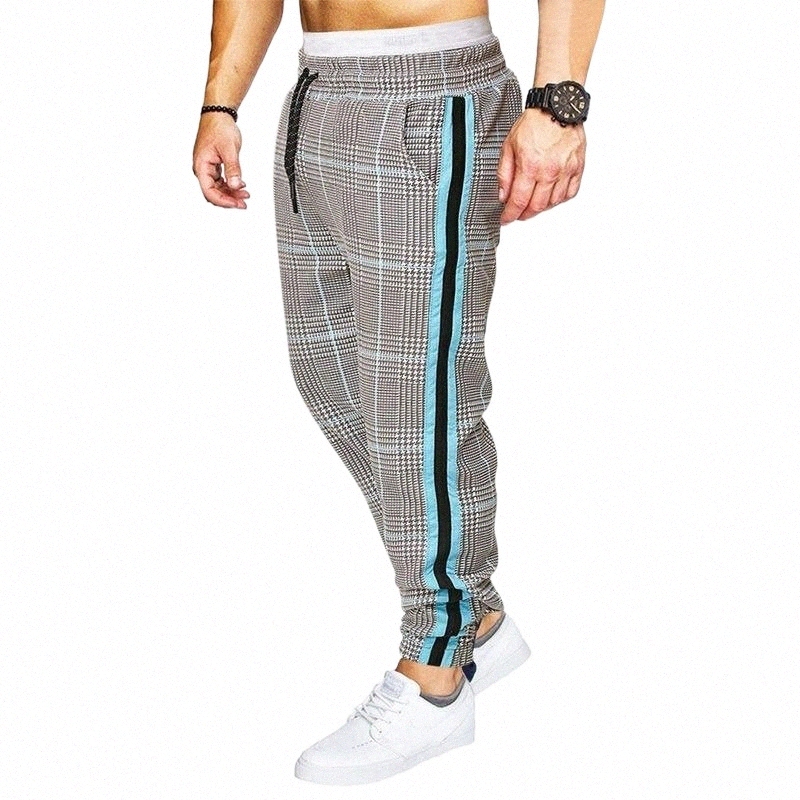 Men's Pants men's Pants 2021 Men Plaid Slim Fit Midwaist Trousers Classic Vintage Business Casual Pencil Formal Sweatpants 63Jr#