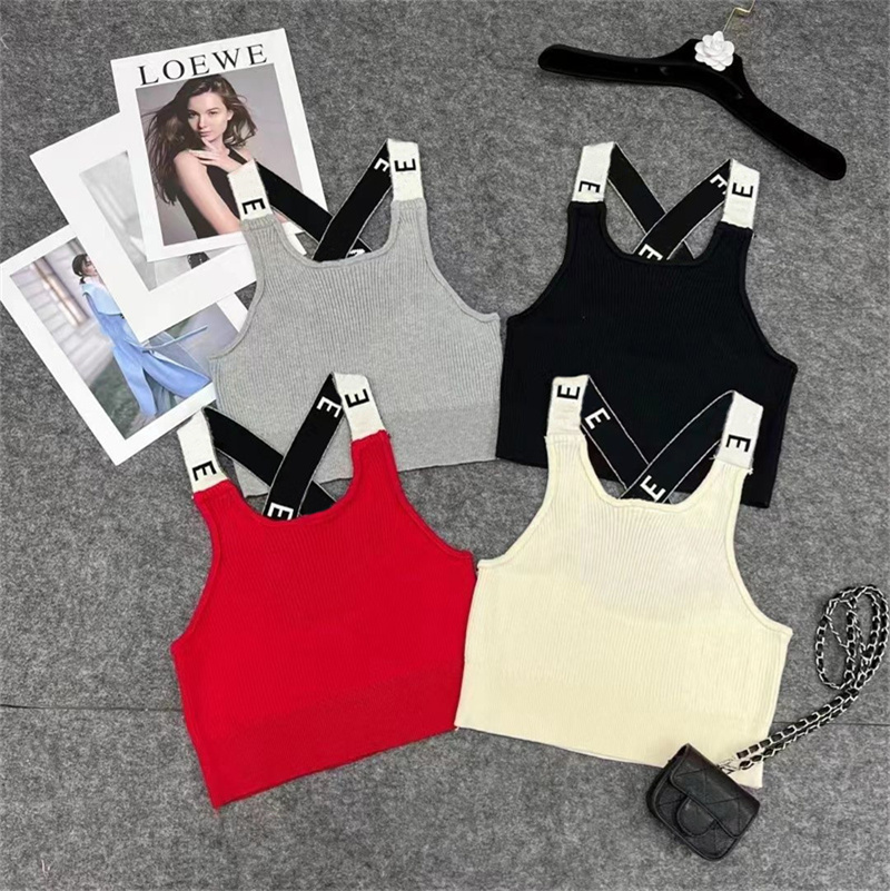 Women's Tanks Summer Stripe Fashion Sexy Crop Top Slim Tops Cross Straps Sleeveless Workout Vest Ladies Good Quality Tank 4 Colors
