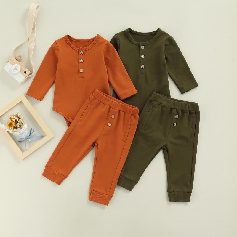 Clothing Sets Baby Girls Romper Set Long Sleeve Crew Neck With Elastic Waist Pants For Toddlers Solid Color Buttoned Plus
Clothing Sets Baby Girls Romper Set Long Sleeve Crew Neck With Elastic Waist Pants For Toddlers Solid Color Buttoned Plus