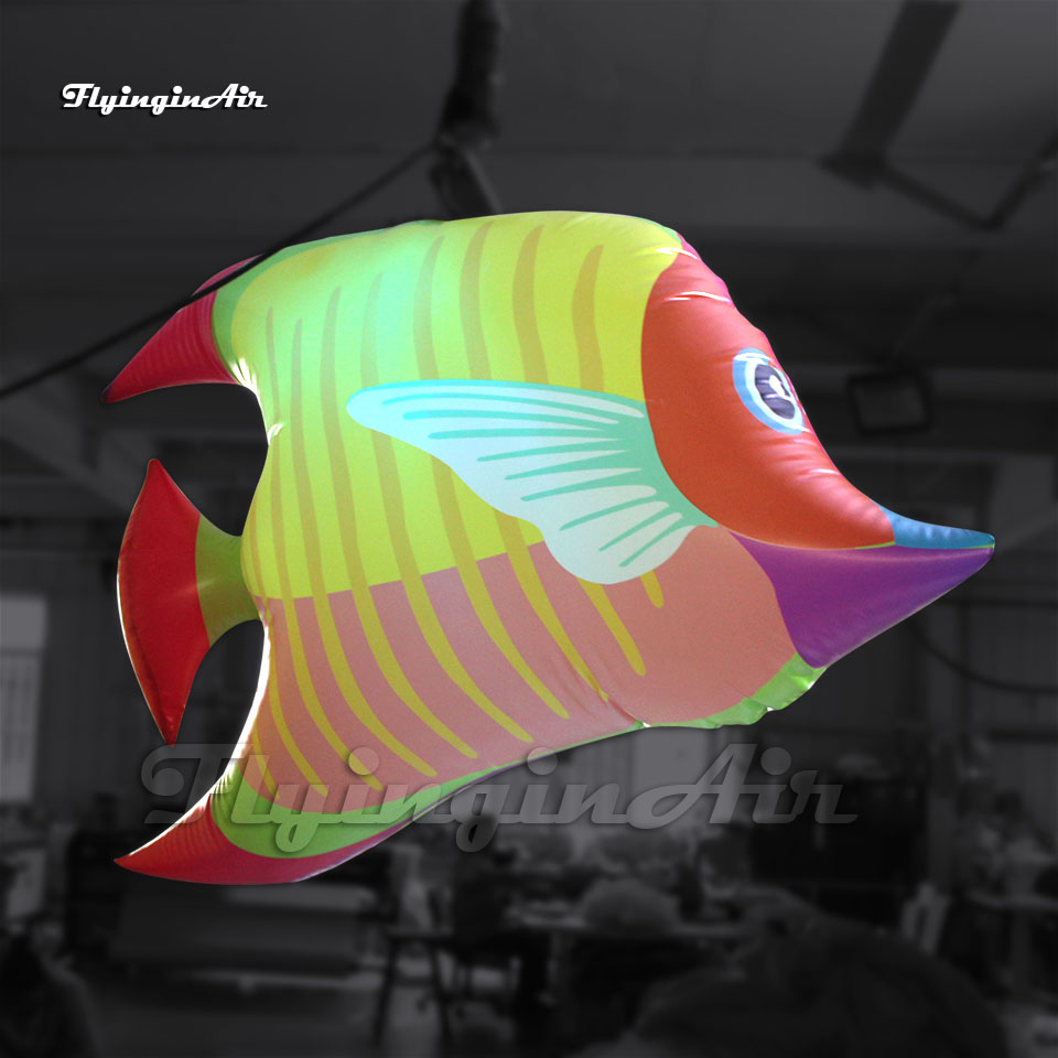 Huge Lighting Inflatable Tropical Marine Fish Balloon Blower And Light Inside For Event