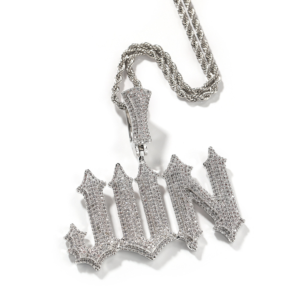 TopBling Retro A-Z Custom Gothic Letters Pendant Necklaces 18K Real Gold Plated Hip Hop Jewelry