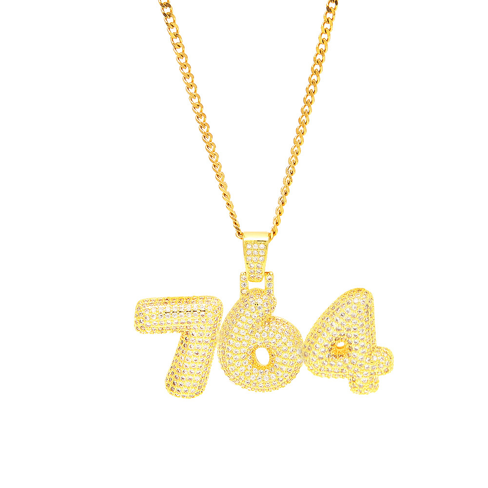 TopBling Hip Hop A-Z Custom Pendant Necklace Full Zircon Bubble Letter 18K Real Gold Plated Jewelry