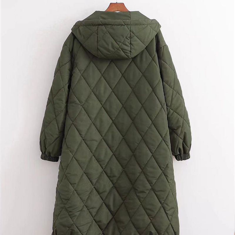 Womens Down Parkas Icclek Womens Winter Jacket Oversize Parkas Hoodies Jackets Vintage Coats Plaid Overcoat Female Solid Pockets Long Sleeves Coat 220