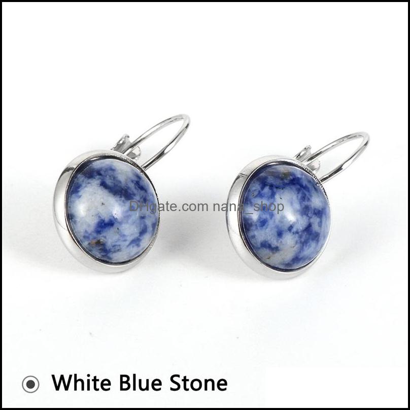 Charm 12Mm Women Turquoises Rose Crystal Quartz Tiger Eye Opal Stone Charms Dangling Earrings Amethysts Hanging Earring Dhseller2010 Dhsln