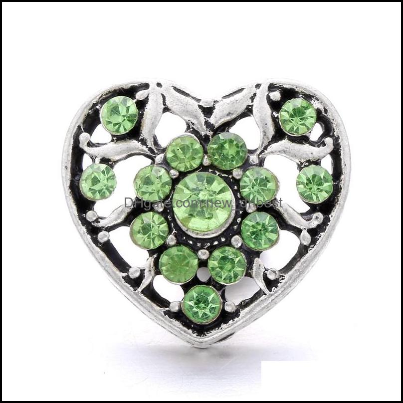 Clasps Hooks Wholesale Rhinestone 18Mm Snap Button Flower Clasp Hollow Metal Zircon Charms For Snaps Jewelry Findings Dhseller2010 Dhjdk