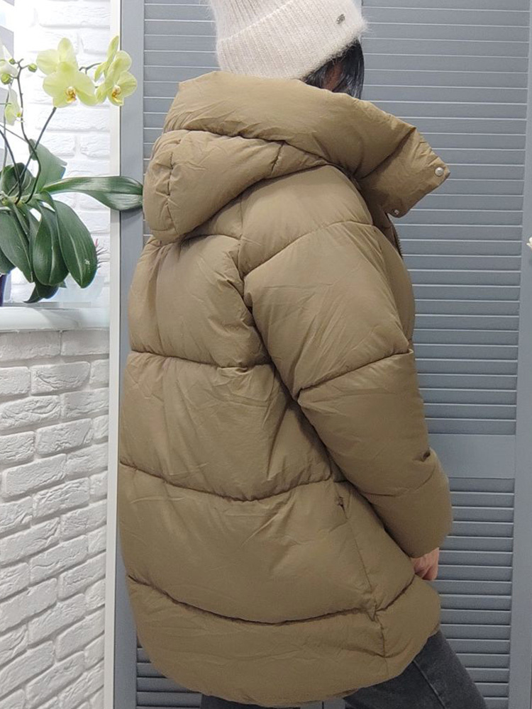 Womens Down Parkas Womens Winter Parkas Hoodie Green Jacket Coat Zip Up Thick Puffer Coat Woman Cotton Padding Winter Jackets For Women Puffer 220902
