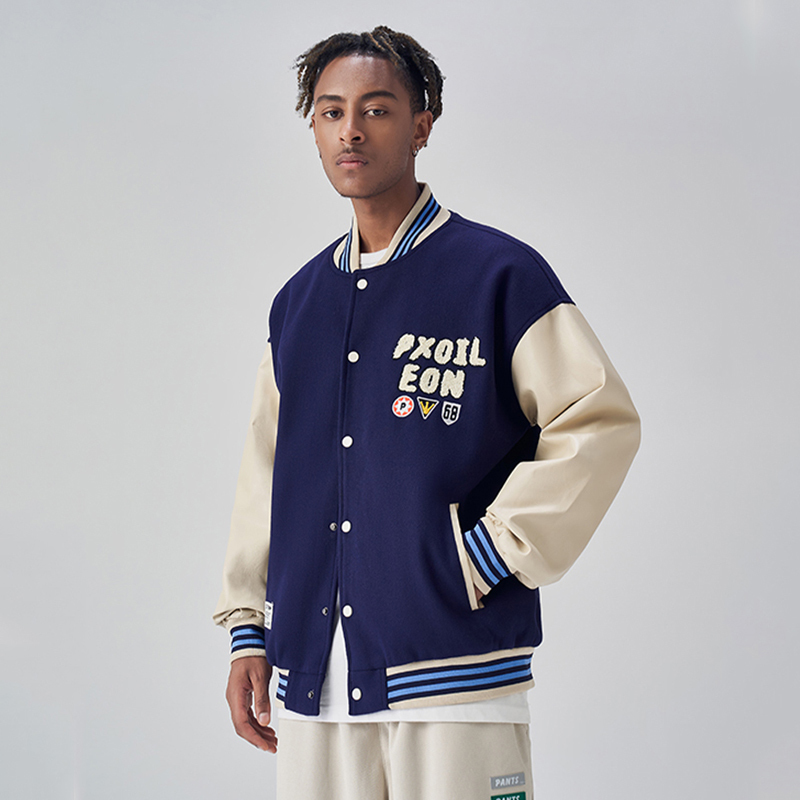 Mens Jackets Patch Embroidery Varsity Jackets Men Hip Hop Patchwork Leather Jackets Wool Vintage Bomber Oversized Baseball Jacket for Men 220902