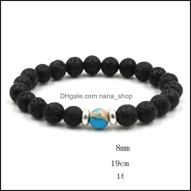 Charm Bracelets Natural Cross Black Lava Stone Beads Elastic Bracelet Essential Oil Diffuser Bracelets Volcanic Rock Bea Dhseller2010 Dhdbz