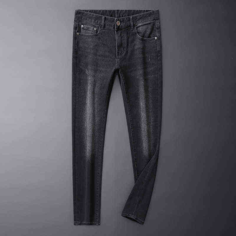 Printed Autumn Jeans Men's Grey Black Three-dimensional Stamping Wash Cat Beard High-end Style Casual Pants