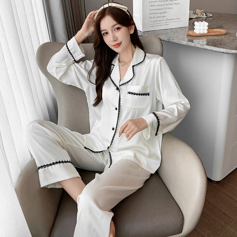 Satin Pajamas Set Casual Shirt Sleepwears Amp Pants Women Lounge Wear Sleepwear, Beige
Satin Pajamas Set Casual Shirt Sleepwears Amp Pants Women Lounge Wear Sleepwear, Beige