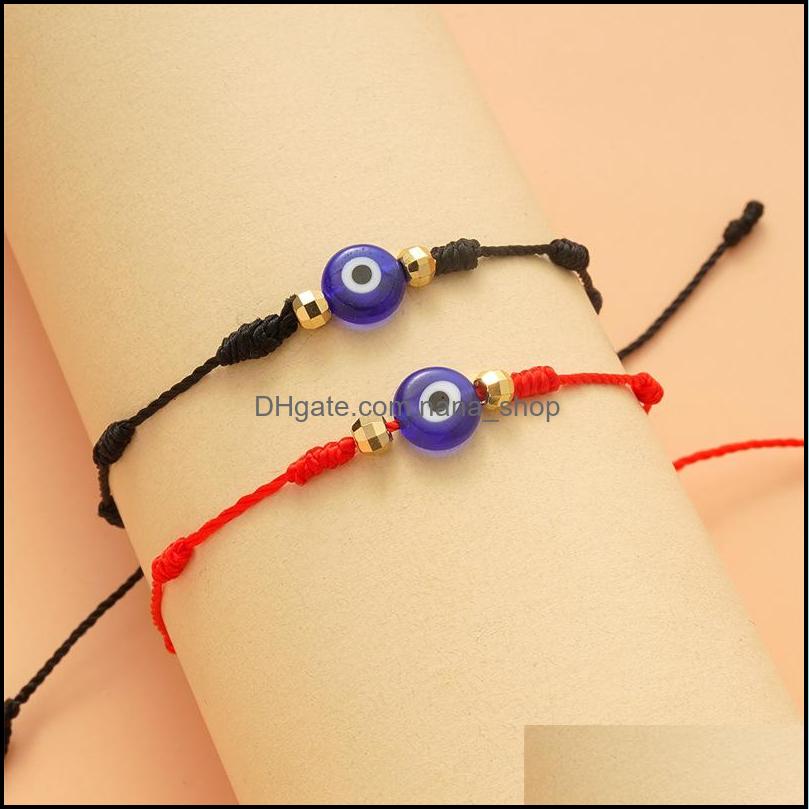 Charm Bracelets Turkish Lucky Evil Eye Bracelets For Wome Handmade Braided Red Black Rope 7 Knots Luck Jewelry Friendship Dhseller2010 Dhsov