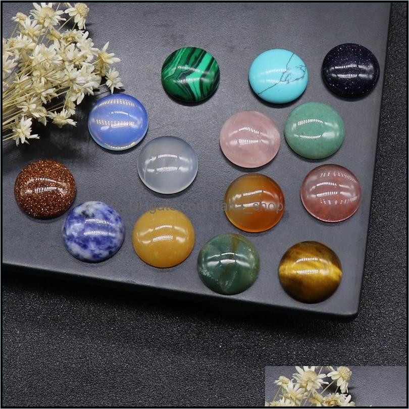 Stone 18Mm Flat Back Assorted Loose Stone Round Shape Cab Cabochons Beads For Jewelry Making Healing Crystal Wholesale Dr Dhseller2010 Dhaix