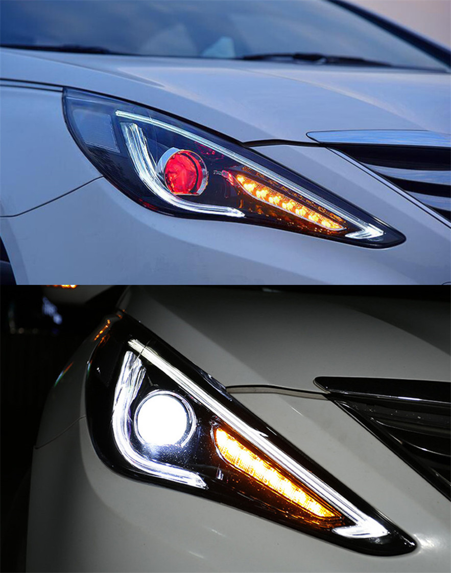 LED Head Light Parts For Hyundai Sonata 8 2010-2014 Front Headlights Replacement DRL Daytime light Projector Facelift