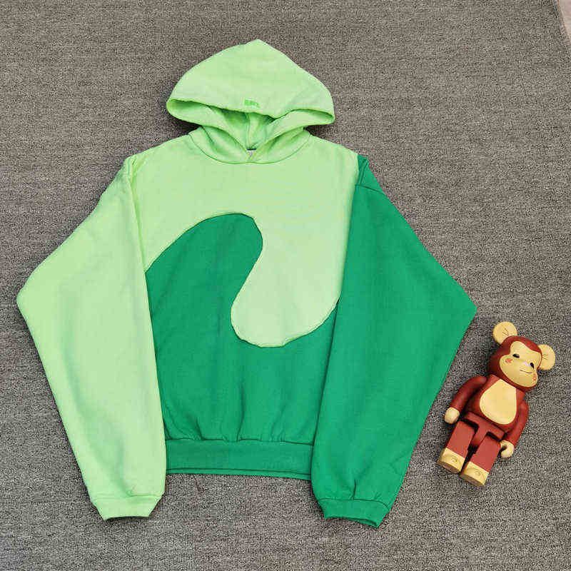 Men's Hoodies Sweatshirts Hoodie Sweatshirts Fleece Blue Green Patchwork Men Women Pullover Grandpa ERL Vintage Hoodie T220901