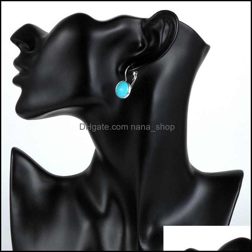 Charm 12Mm Women Turquoises Rose Crystal Quartz Tiger Eye Opal Stone Charms Dangling Earrings Amethysts Hanging Earring Dhseller2010 Dhsln