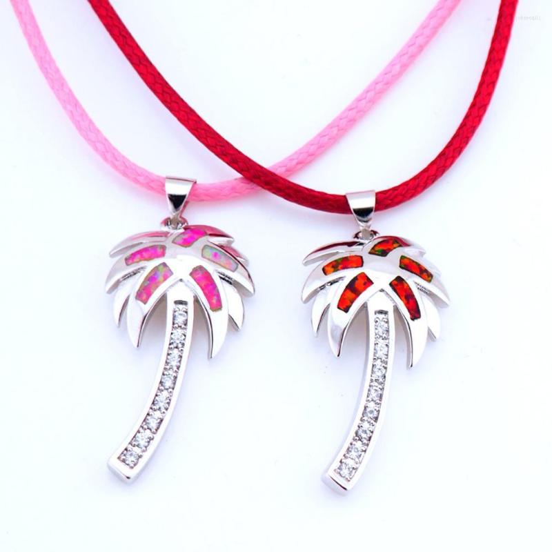 Pendant Necklaces Fashion Silver Plated Bohemia Women Birthday Party Coconut Tree Fire Opal Leather Cord Rope Chain Necklace OP034
Pendant Necklaces Fashion Silver Plated Bohemia Women Birthday Party Coconut Tree Fire Opal Leather Cord Rope Chain Necklace OP034