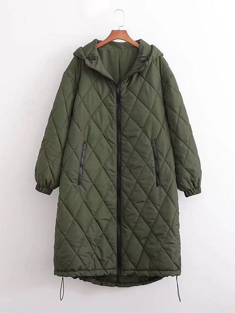 Womens Down Parkas Icclek Womens Winter Jacket Oversize Parkas Hoodies Jackets Vintage Coats Plaid Overcoat Female Solid Pockets Long Sleeves Coat 220