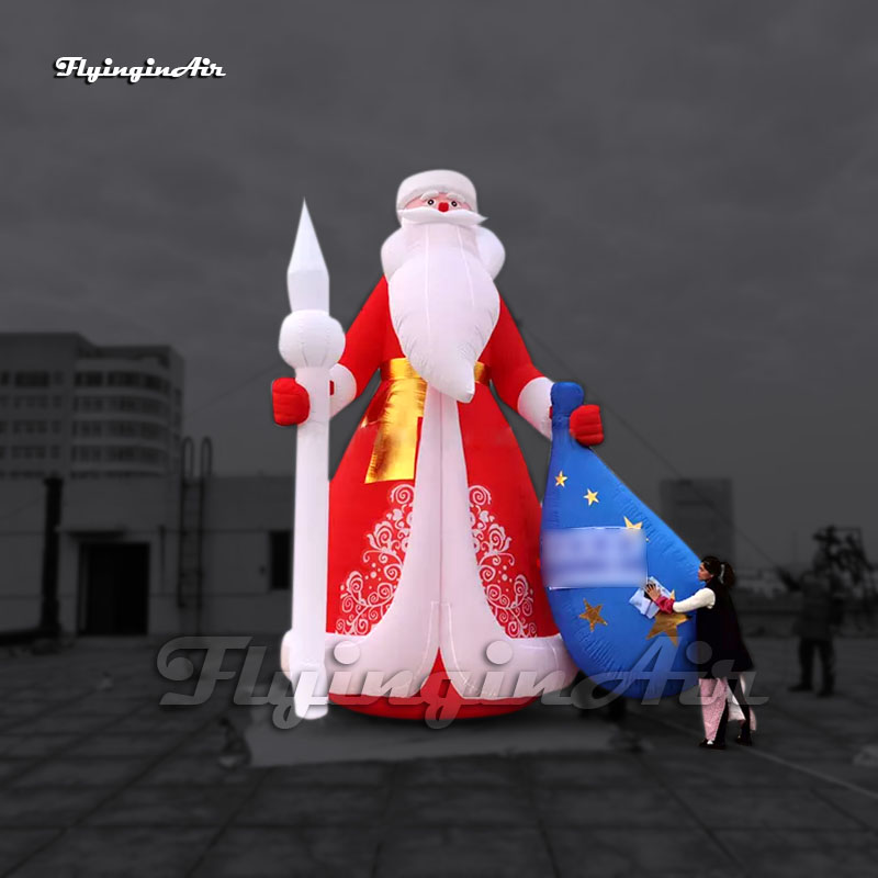 Giant Inflatable Santa Claus Outdoor Christmas Decorations Air Blow Up Saint Nicholas With Gift Bag For Xmas And New Year Event