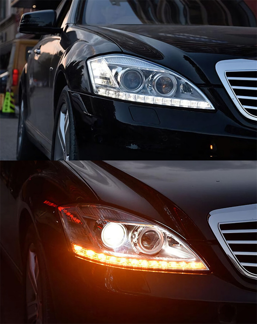 Car Headlights For W221 2006-2009 S300 S400 LED Light Replacement DRL High Beam Lens Daytime Front Headlight