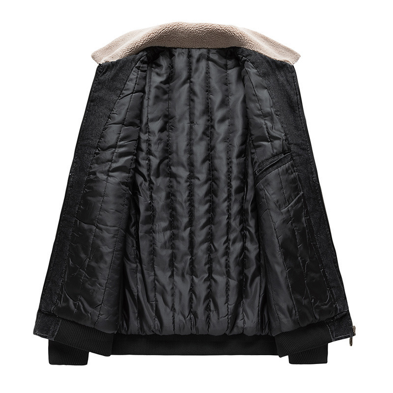 Mens Jackets Thicken Men Denim Jackets Fleece Collar Casual Mens Windbreaker Streetwear Autumn Jeans Cargo Jackets Men Motorcycle Coats 220902