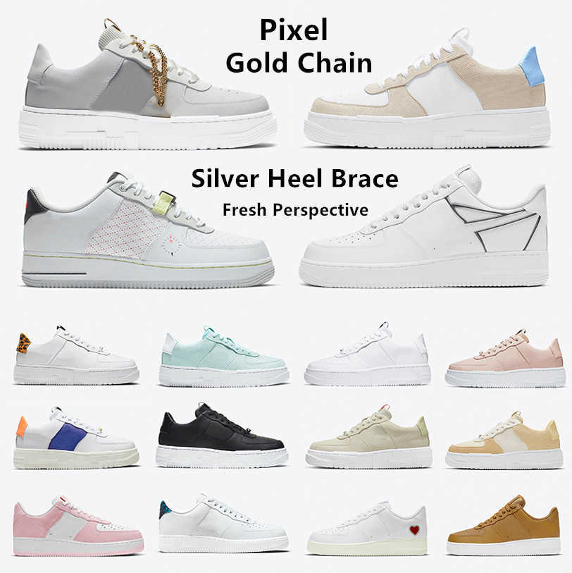 Pixel 1 low gold chain mens running shoes summit white platform Stitching Sketch Pack Black Turtle Zig Zag Velcro Patches Zebra men women