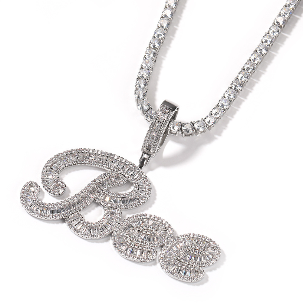 TopBling Hip Hop A-Z Custom Letters Pendant Necklace Rose Gold Silver Jewelry