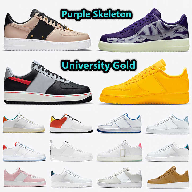 1 low mens Running shoes University Gold Purple Skeleton Touch of Gold Go The Extra Swingman 75th Anniversary First Use Paisley men women