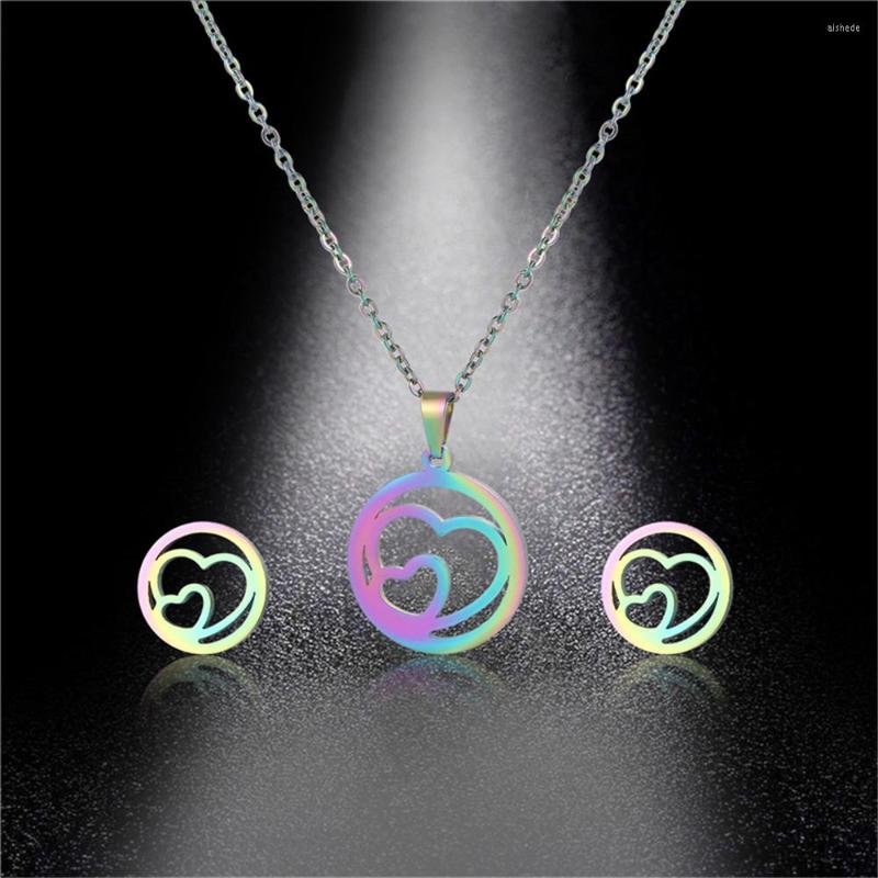 Necklace Earrings Set QIAMNI Fashion Jewelry Romantic Heart Chain Round Birthday Gift Stainless Steel For Women Bijoux, Picture shown
Necklace Earrings Set QIAMNI Fashion Jewelry Romantic Heart Chain Round Birthday Gift Stainless Steel For Women Bijoux, Picture shown