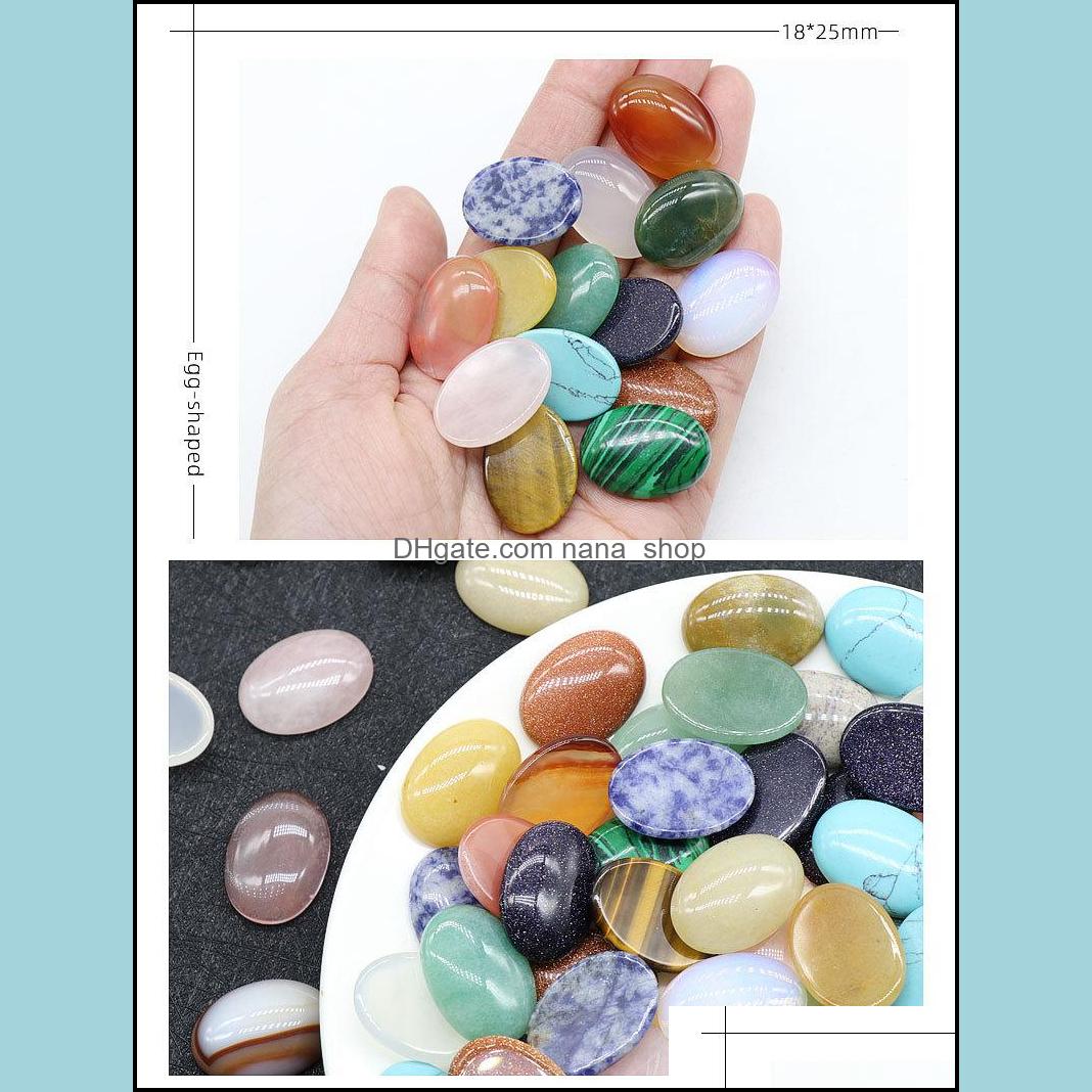 Stone 18X25Mm Flat Back Assorted Loose Stone Oval Cab Cabochons Beads For Jewelry Making Healing Crystal Wholesale Drop D Dhseller2010 Dhnz7