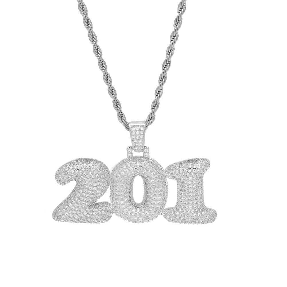 TopBling Hip Hop A-Z Custom Pendant Necklace Full Zircon Bubble Letter 18K Real Gold Plated Jewelry