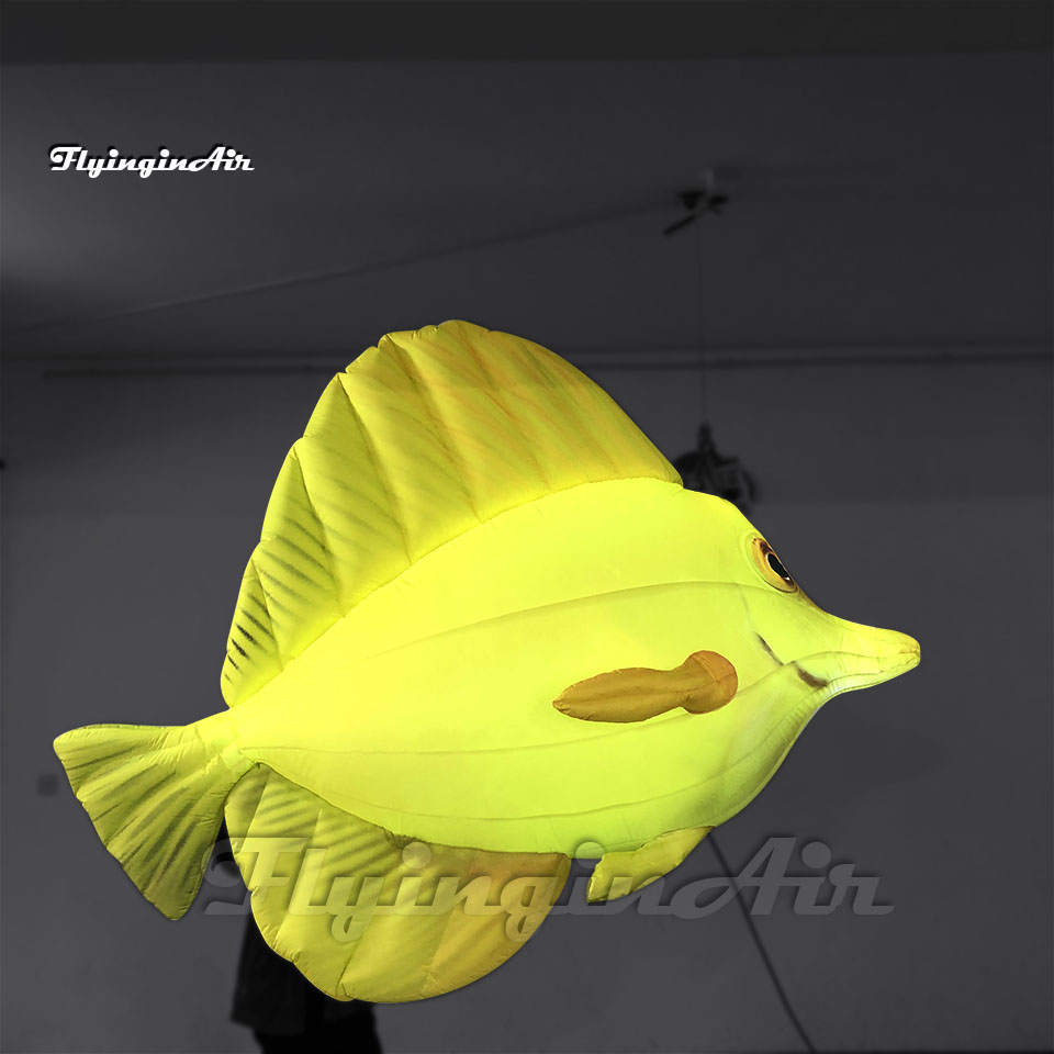 Huge Lighting Inflatable Tropical Marine Fish Balloon Blower And Light Inside For Event