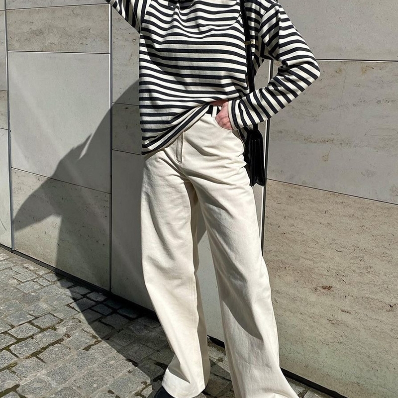 Womens T Shirt WOTWOY Autumn Long Sleeve Loose Striped Tshirt Women Casual Cotton Basic Tee Shirt Female Knitted Tops Harajuku Gothic 220902