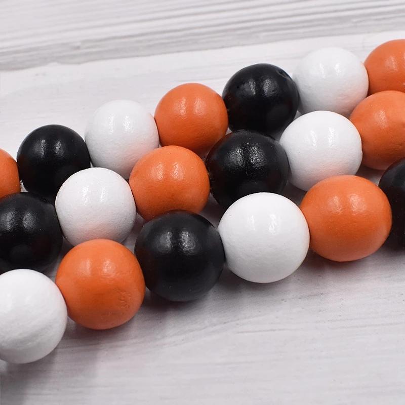 Party Halloween Decoration Decor Wooden Beads Garland Pumpkin Ghost Skull Wood Chip Pendant For Home Rustic Hanging Ornament 902