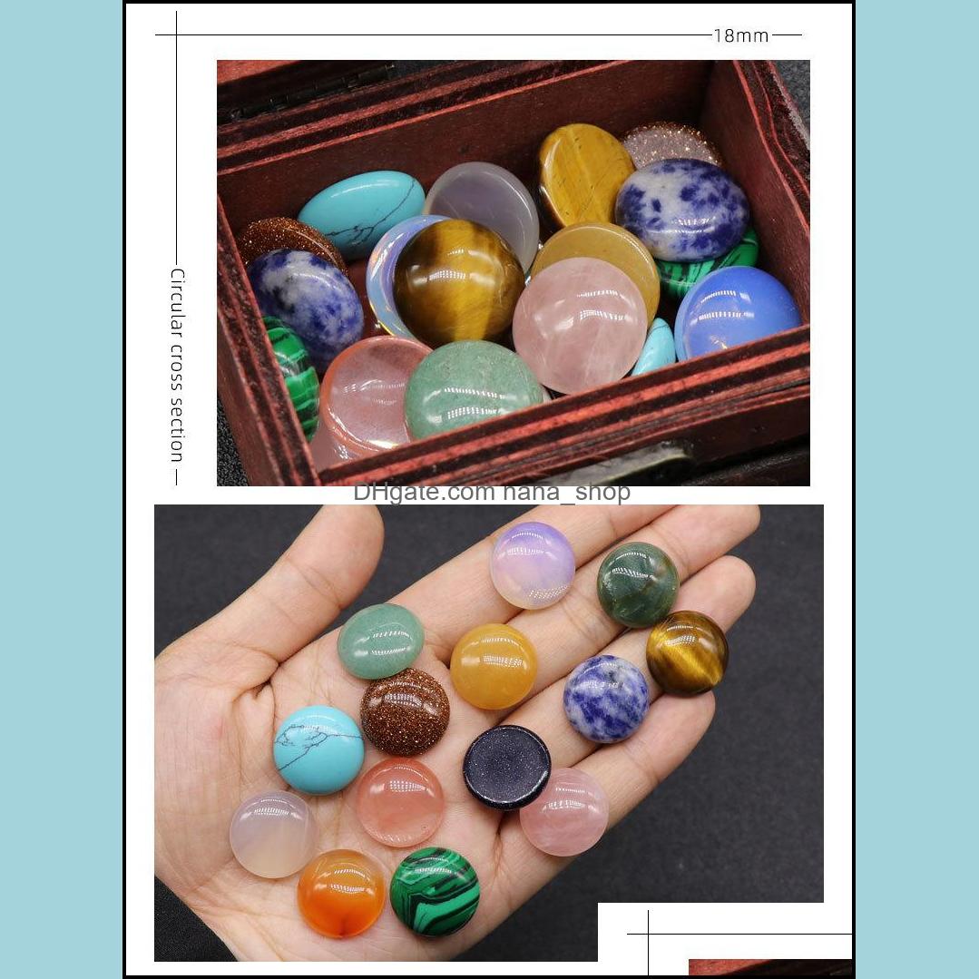 Stone 18Mm Flat Back Assorted Loose Stone Round Shape Cab Cabochons Beads For Jewelry Making Healing Crystal Wholesale Dr Dhseller2010 Dhaix
