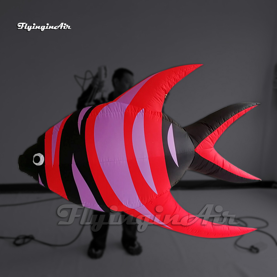 Huge Lighting Inflatable Tropical Marine Fish Balloon Blower And Light Inside For Event