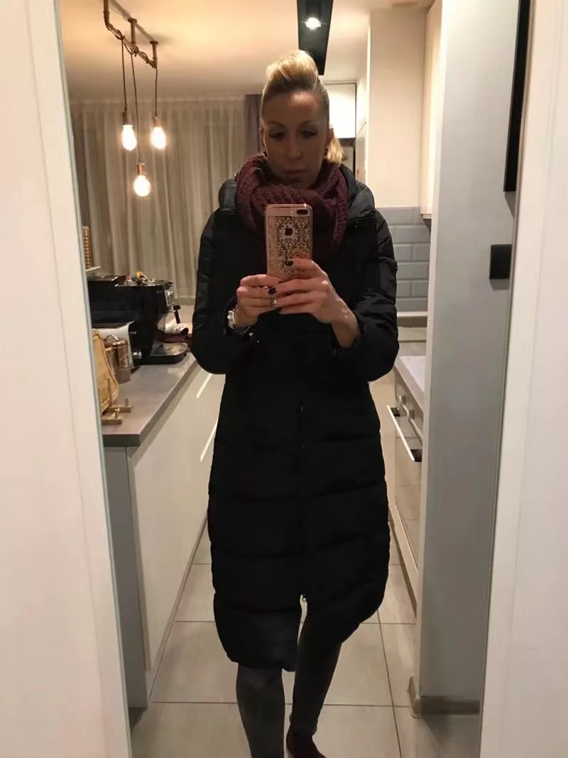 Womens Down Parkas Long Winter Coat Women Black Thick Loose Parkas Casual Cotton Padded Coat Female Elegant Solid Warm Jackets Outerwear 220902