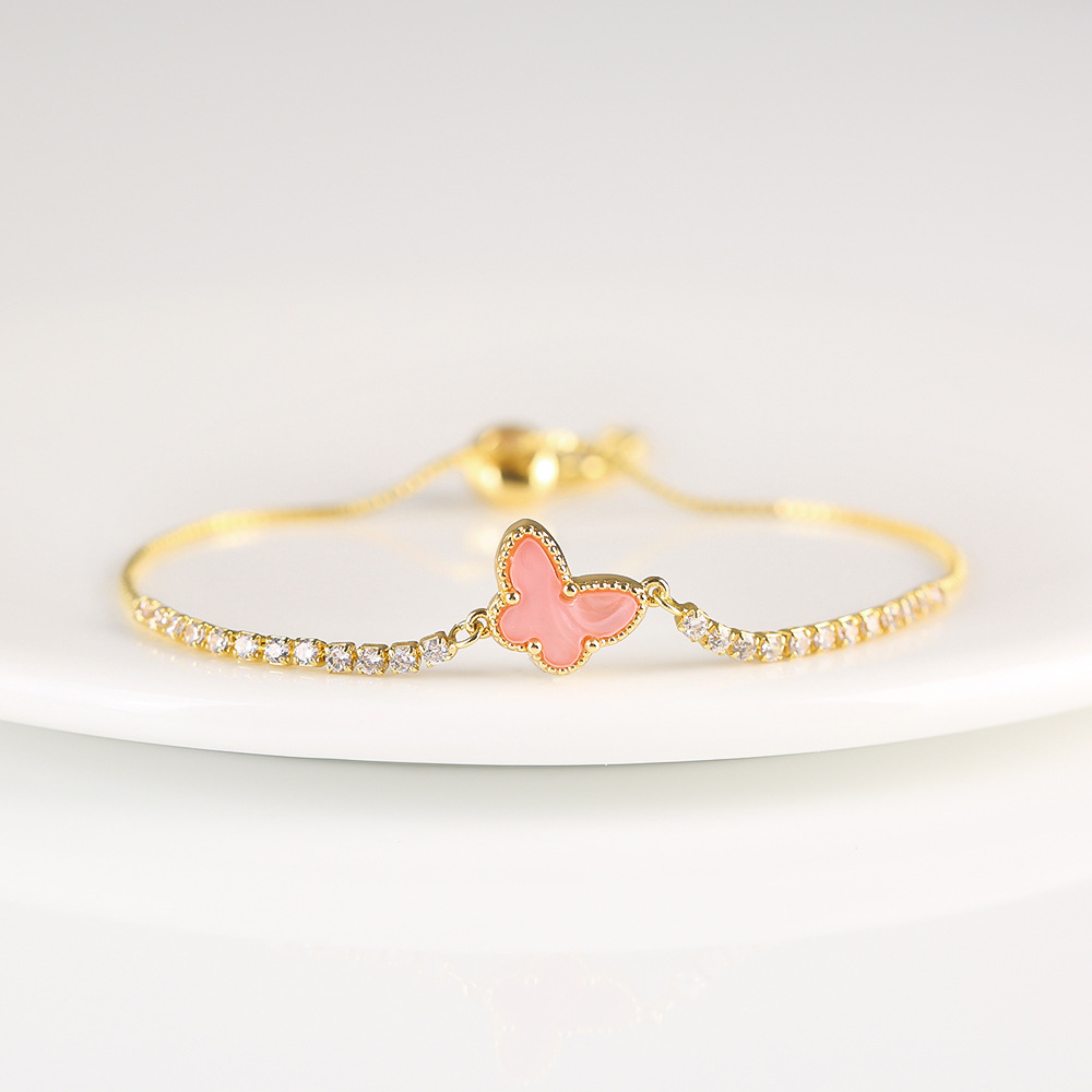 Animal Butterfly Charm Bracelets Fashion Design Crystal Rhinestone Tennis Chain Bangles for Women Gold Plated Copper Bracelet Christmas Party Jewelry 