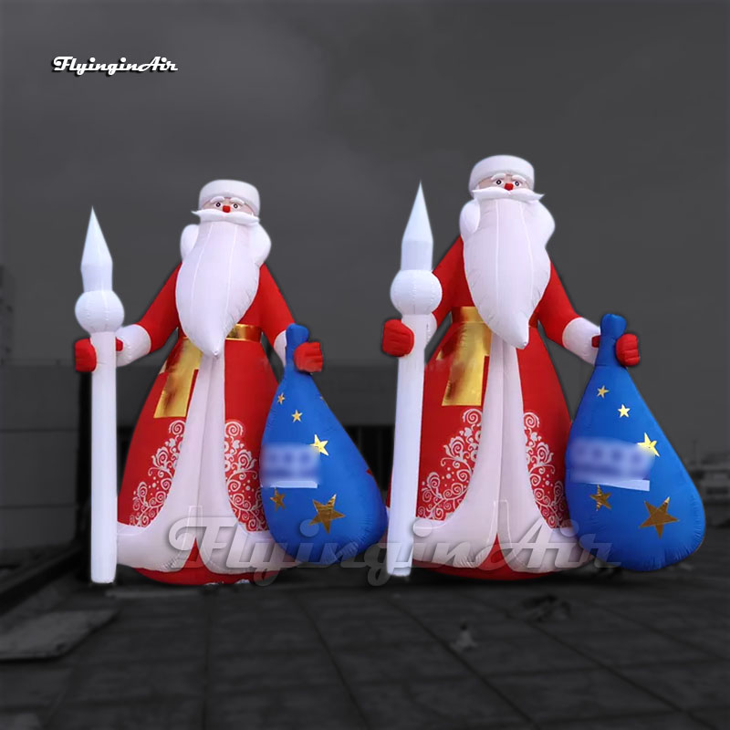 Giant Inflatable Santa Claus Outdoor Christmas Decorations Air Blow Up Saint Nicholas With Gift Bag For Xmas And New Year Event