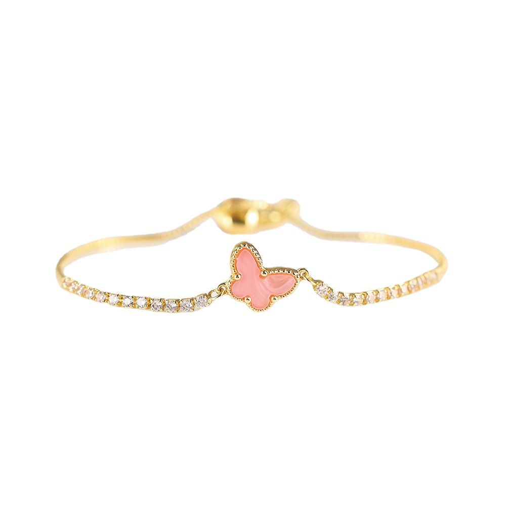 Animal Butterfly Charm Bracelets Fashion Design Crystal Rhinestone Tennis Chain Bangles for Women Gold Plated Copper Bracelet Christmas Party Jewelry 